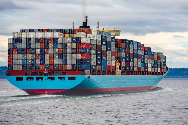 Cargo ship on the ocean