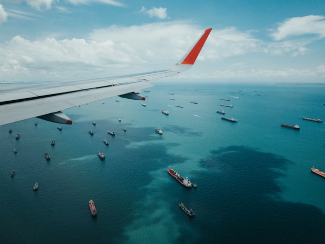 Container port aerial view